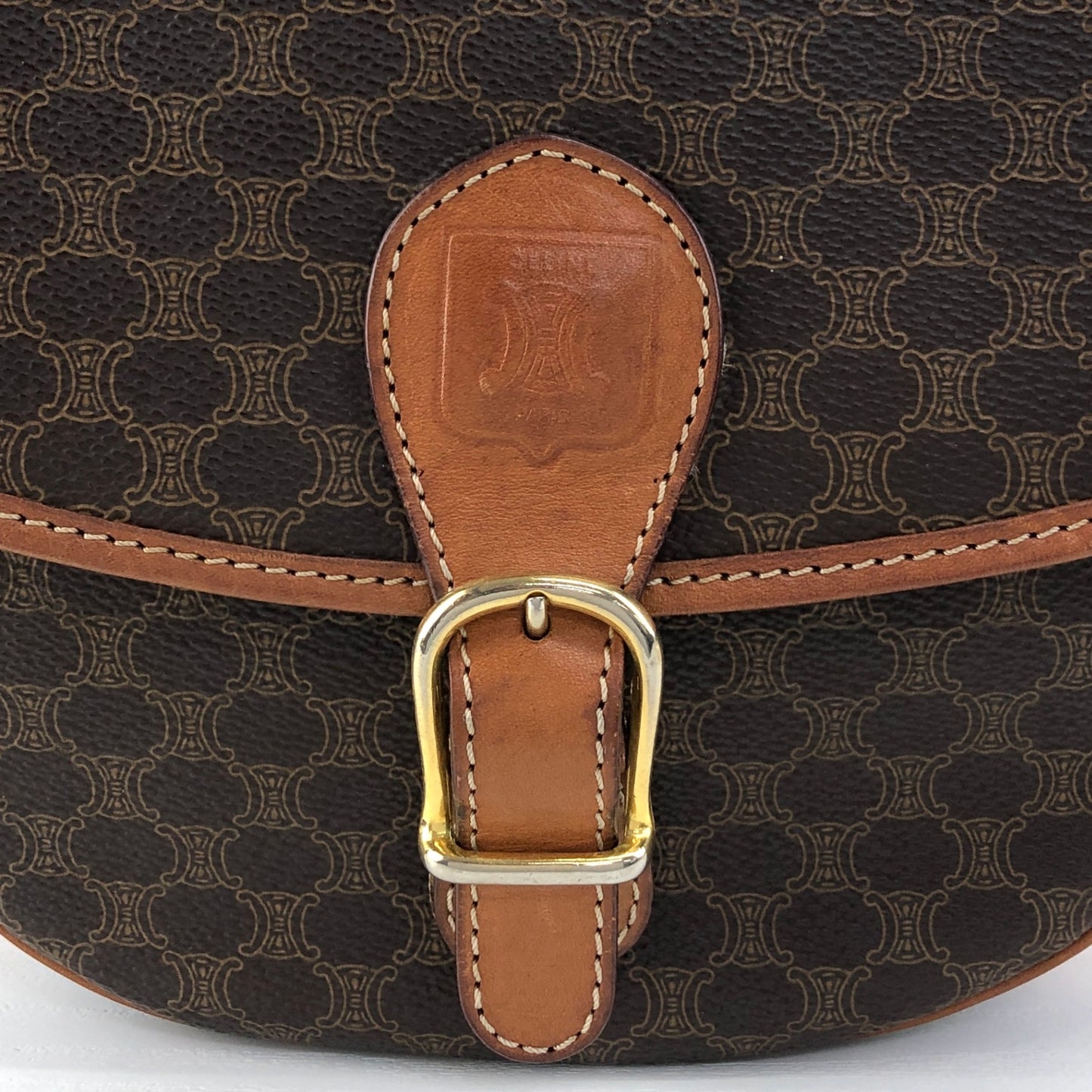 CELINE Macadam Blason Shoulder bag Brown Vintage aj8afn