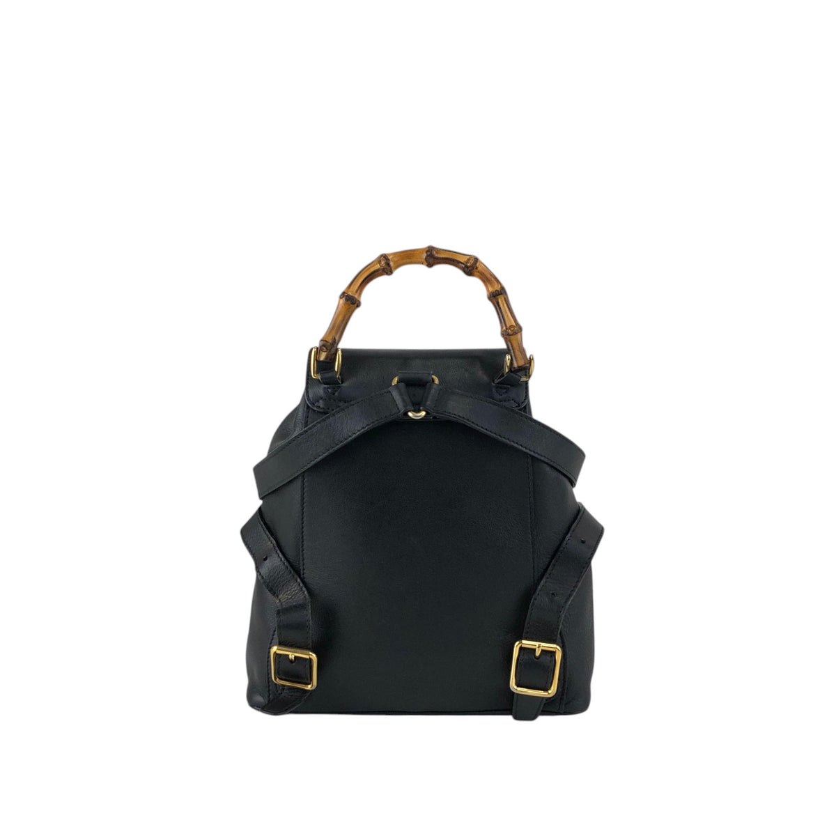 GUCCI Bamboo Front Pocket Backpack Black Vintage f7grwk