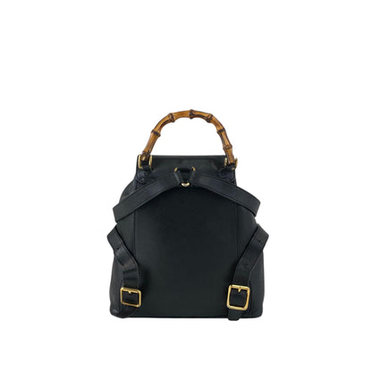 GUCCI Bamboo Front Pocket Backpack Black Vintage f7grwk