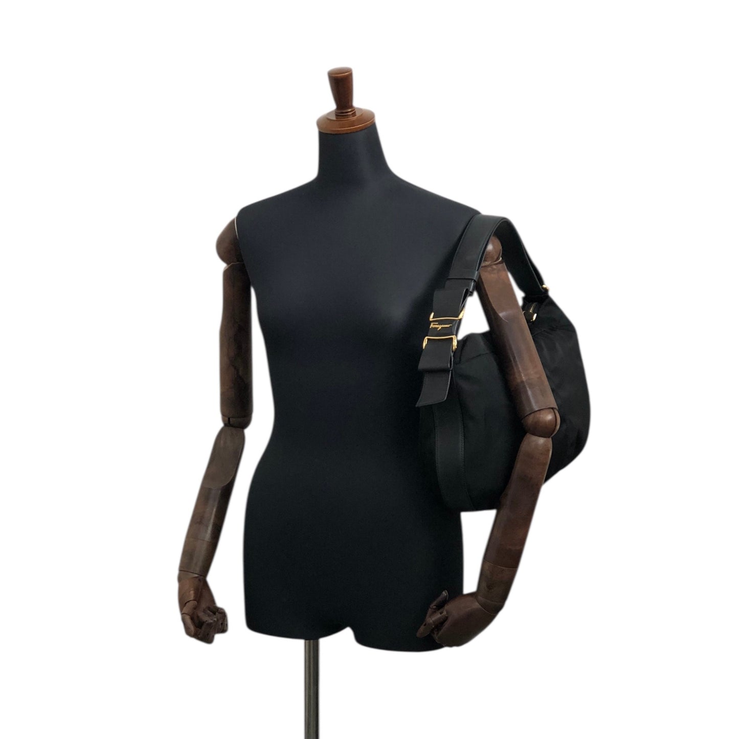 Salvatore Ferragamo Vala Ribbon Shoulder bag Hobobag Black Vintage ayh78w