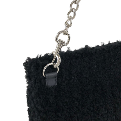 FENDI Logo Chain Handbag Black Vintage c34f5u