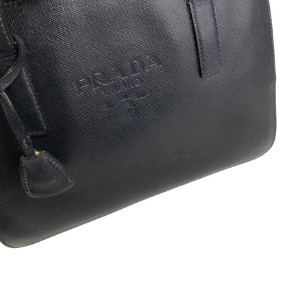 PRADA Logo Embossed Padlock Handbag Navy Vintage w43cew