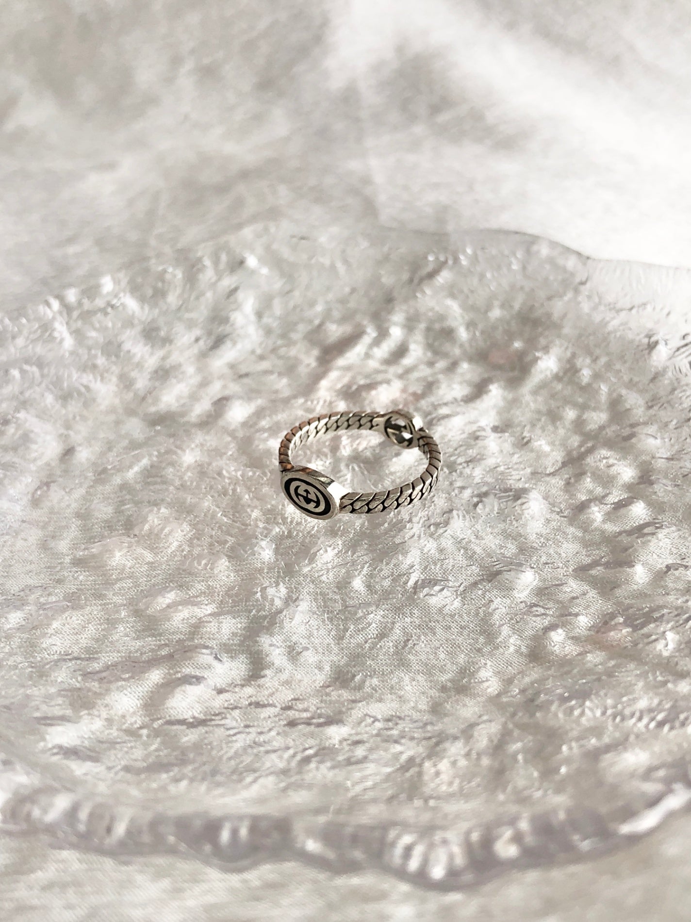 GUCCI Interlocking Ring Silver Vintage p7yvug