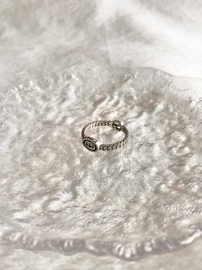 GUCCI Interlocking Ring Silver Vintage p7yvug