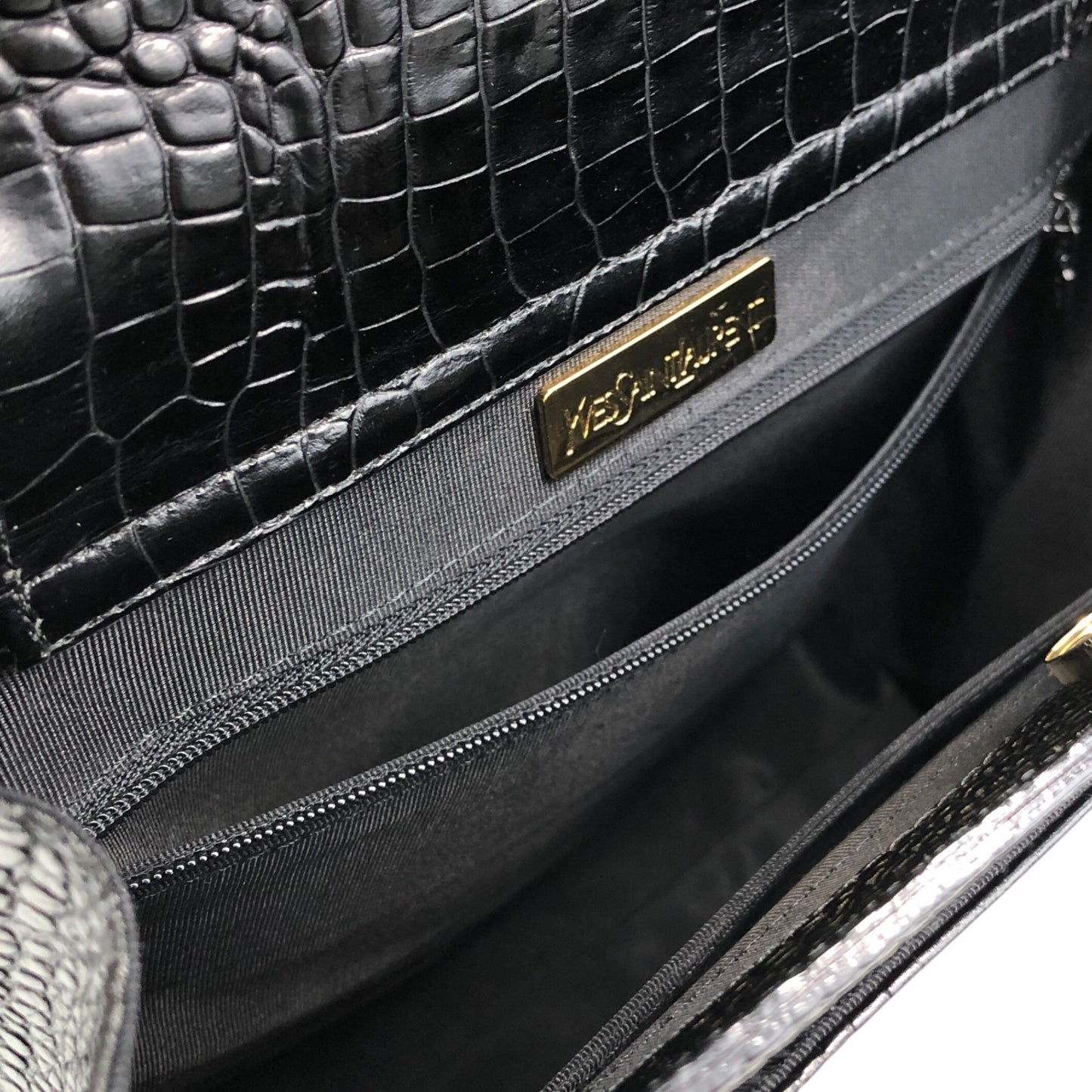 Yves Saint Laurent YSL Logo Handbag Black Vintage 3e2ciz