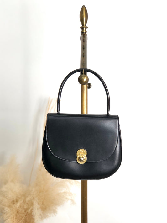 CELINE Starball Top Handle Handbag Black Vintage idde2j