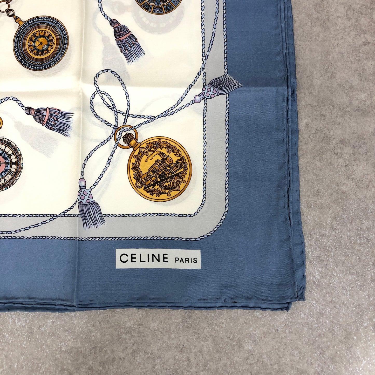 CELINE Scarf White×Navy Vintage ya8g83