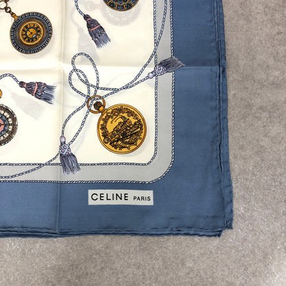 CELINE Scarf White×Navy Vintage ya8g83
