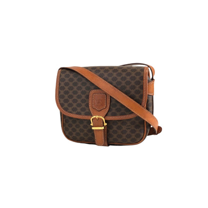 CELINE Macadam Blason Front Buckle Shoulder bag Brown Vintage bk3xcz
