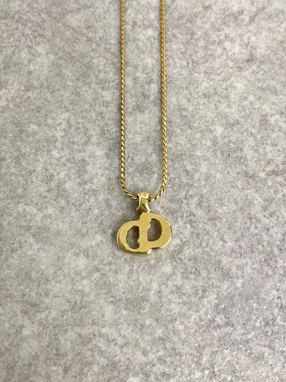 Christian Dior CD Logo Necklace Gold Vintage fjduai