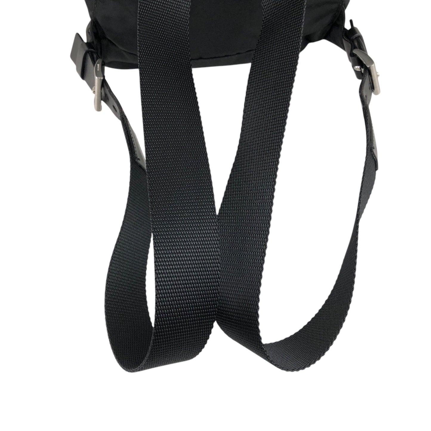 PRADA Triangle Logo Double Pocket Backpack Black Vintage rd6n42