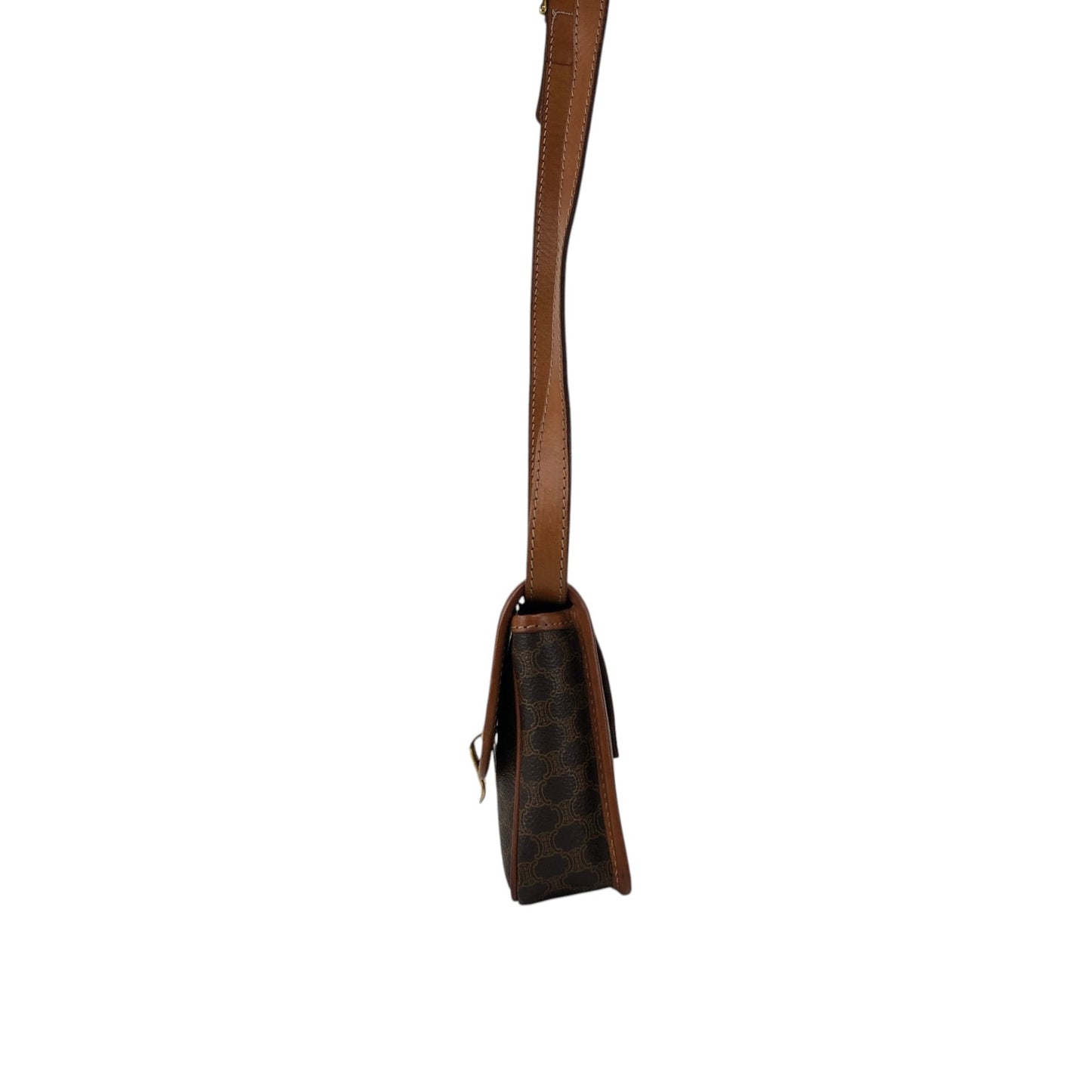 CELINE Macadam Logo Shoulder bag Brown Vintage ajpy3m