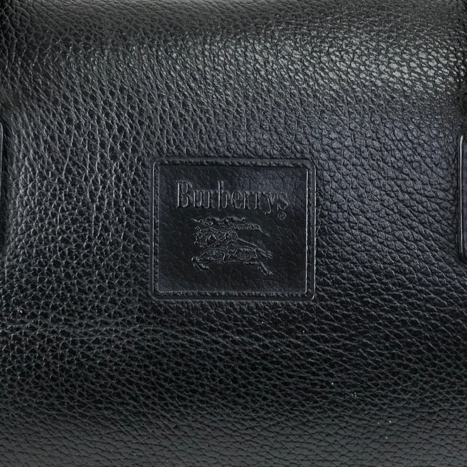 BURBERRY Logo Embossed Handbag Boston bag Black Vintage ybjkpc