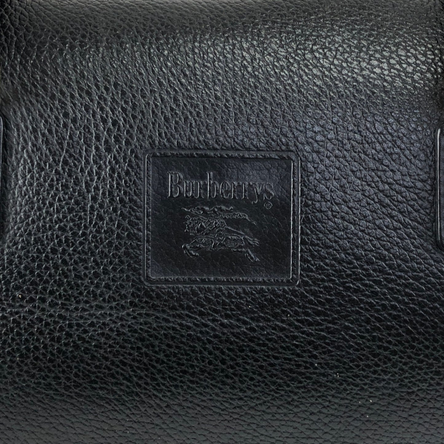 BURBERRY Logo Embossed Handbag Boston bag Black Vintage ybjkpc