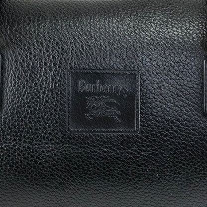 BURBERRY Logo Embossed Handbag Boston bag Black Vintage ybjkpc