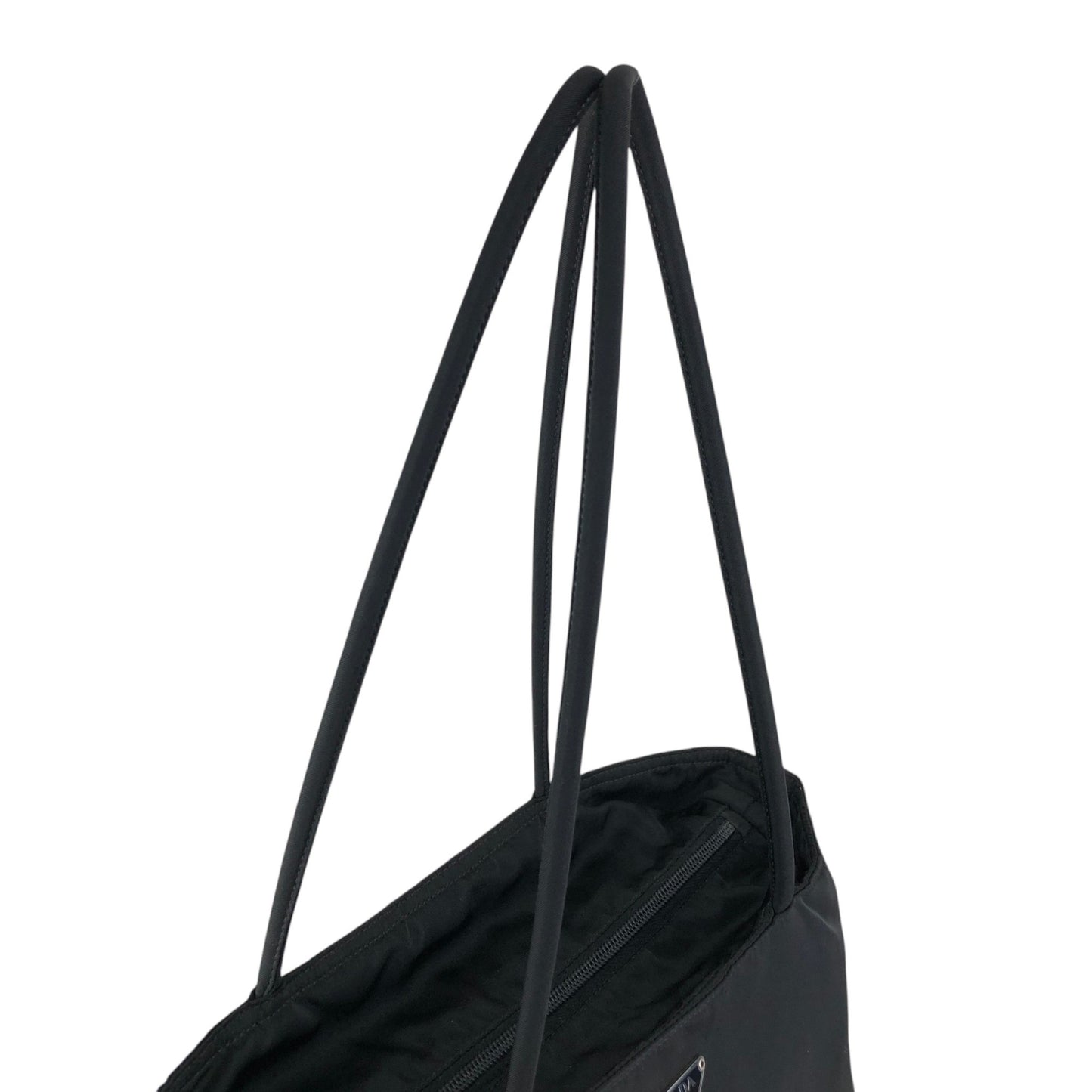 PRADA Tessuto Triangle Logo Handbag Totebag Black Vintage prni67