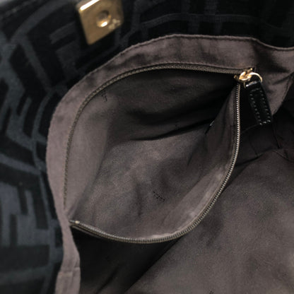 FENDI Zucca Front Buckle Handbag Black Vintage evvwep