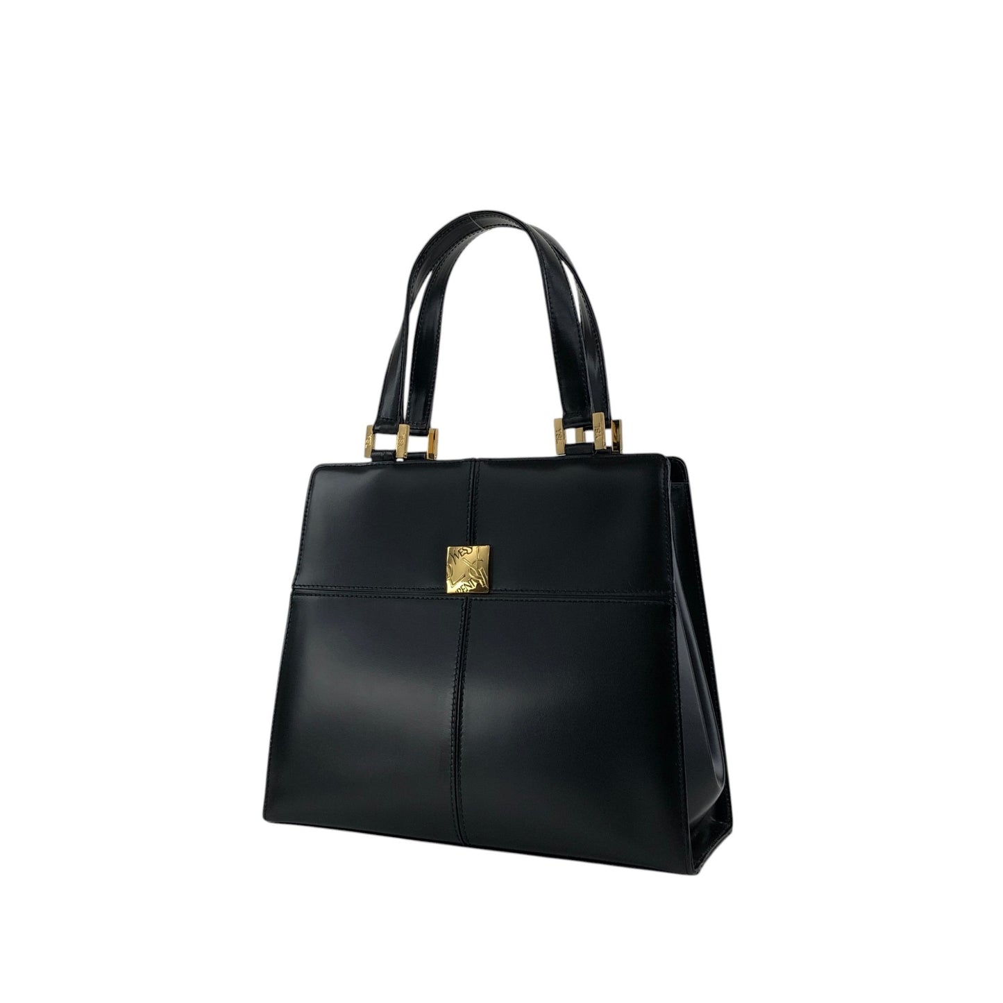 Yves Saint Laurent Logo Top Handle Handbag Black Vintage 8d84s4