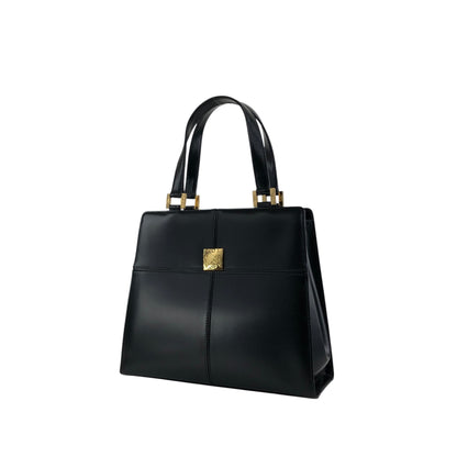 Yves Saint Laurent Logo Top Handle Handbag Black Vintage 8d84s4