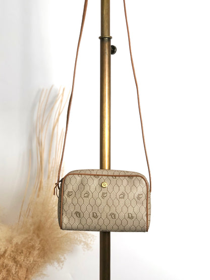 Christian Dior Small Honeycomb Pattern Logo Shoulder bag Beige Vintage ptj22k