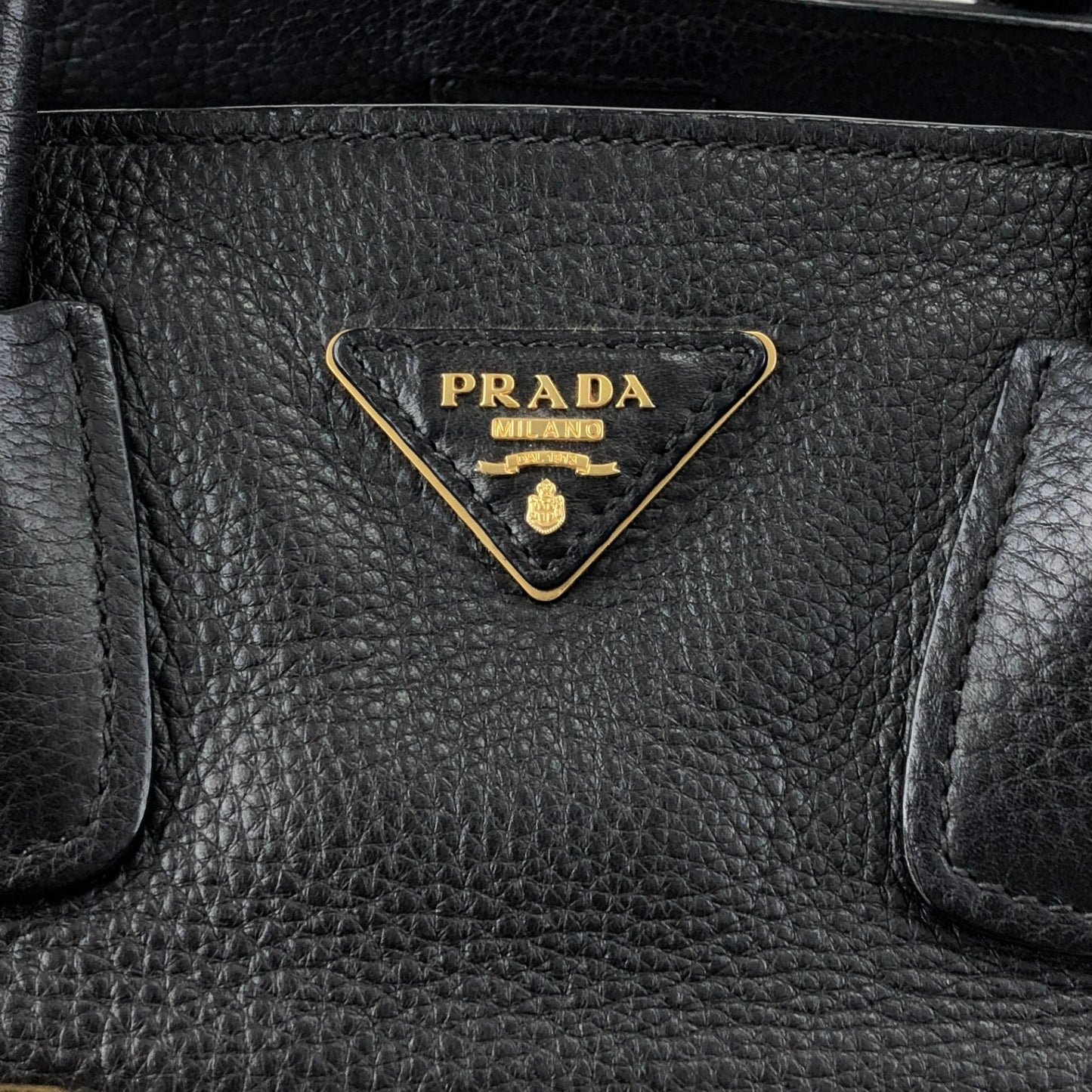 PRADA Triangle Logo Two-way Handbag Shoulder bag Black Vintage ux6vuz