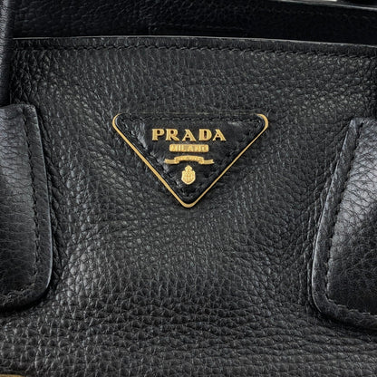 PRADA Triangle Logo Two-way Handbag Shoulder bag Black Vintage ux6vuz