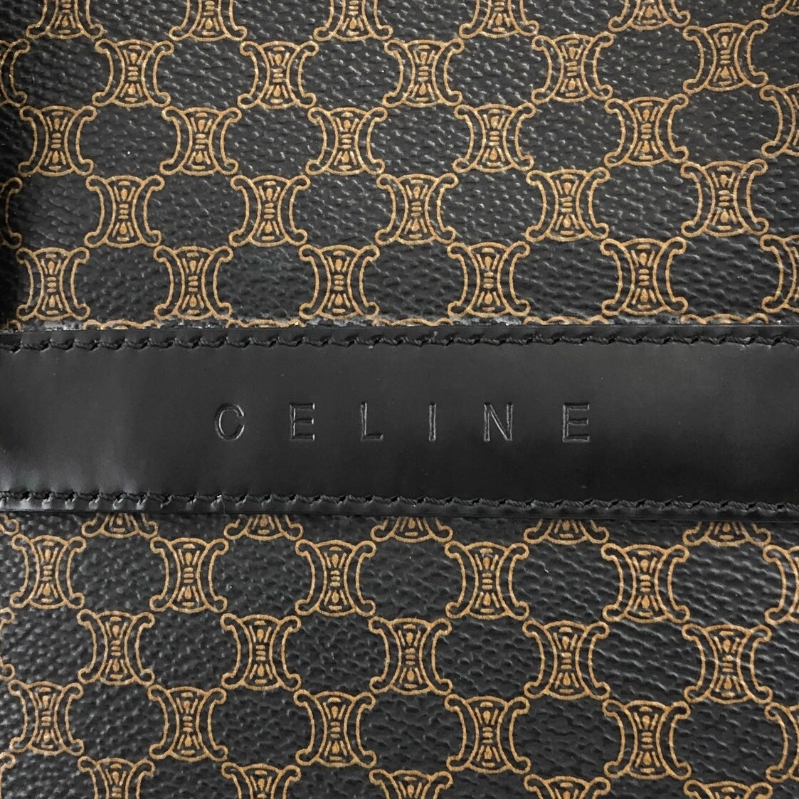 CELINE Macadam Two-way Handbag Shoulder bag Black Vintage ieb3mk