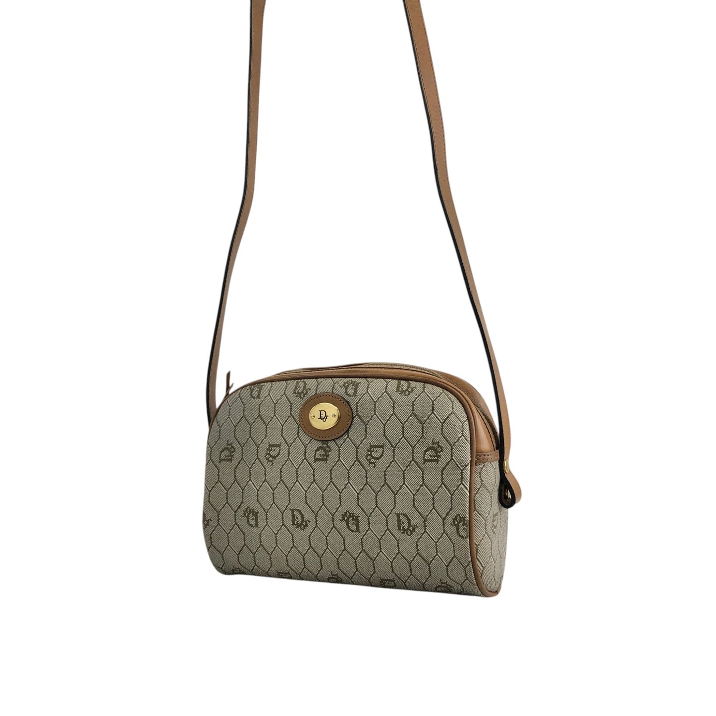 Christian Dior Honeycomb Pattern Shoulder bag Beige Vintage 72arme