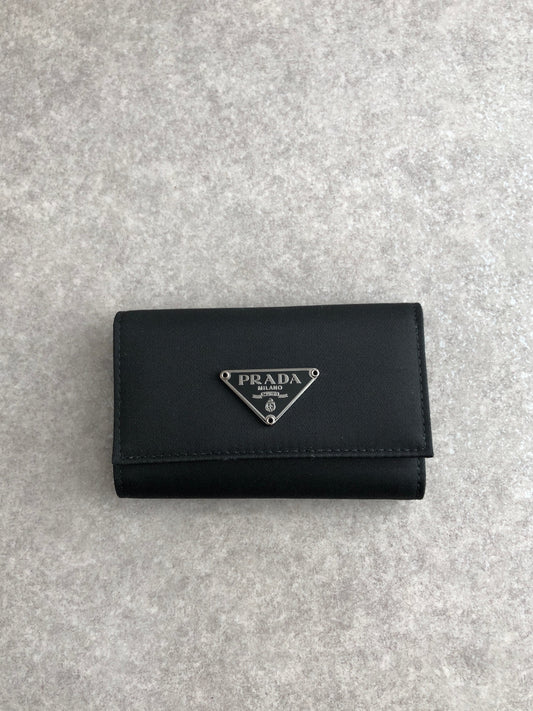 PRADA Tessuto Triangle Logo Key Case Black M222 Vintage pgzkke