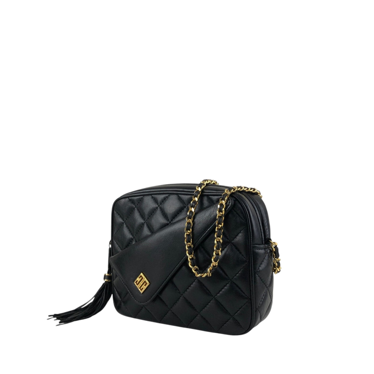 GIVENCHY Logo Tassel Chain Shoulder bag Black Vintage sgwgmf