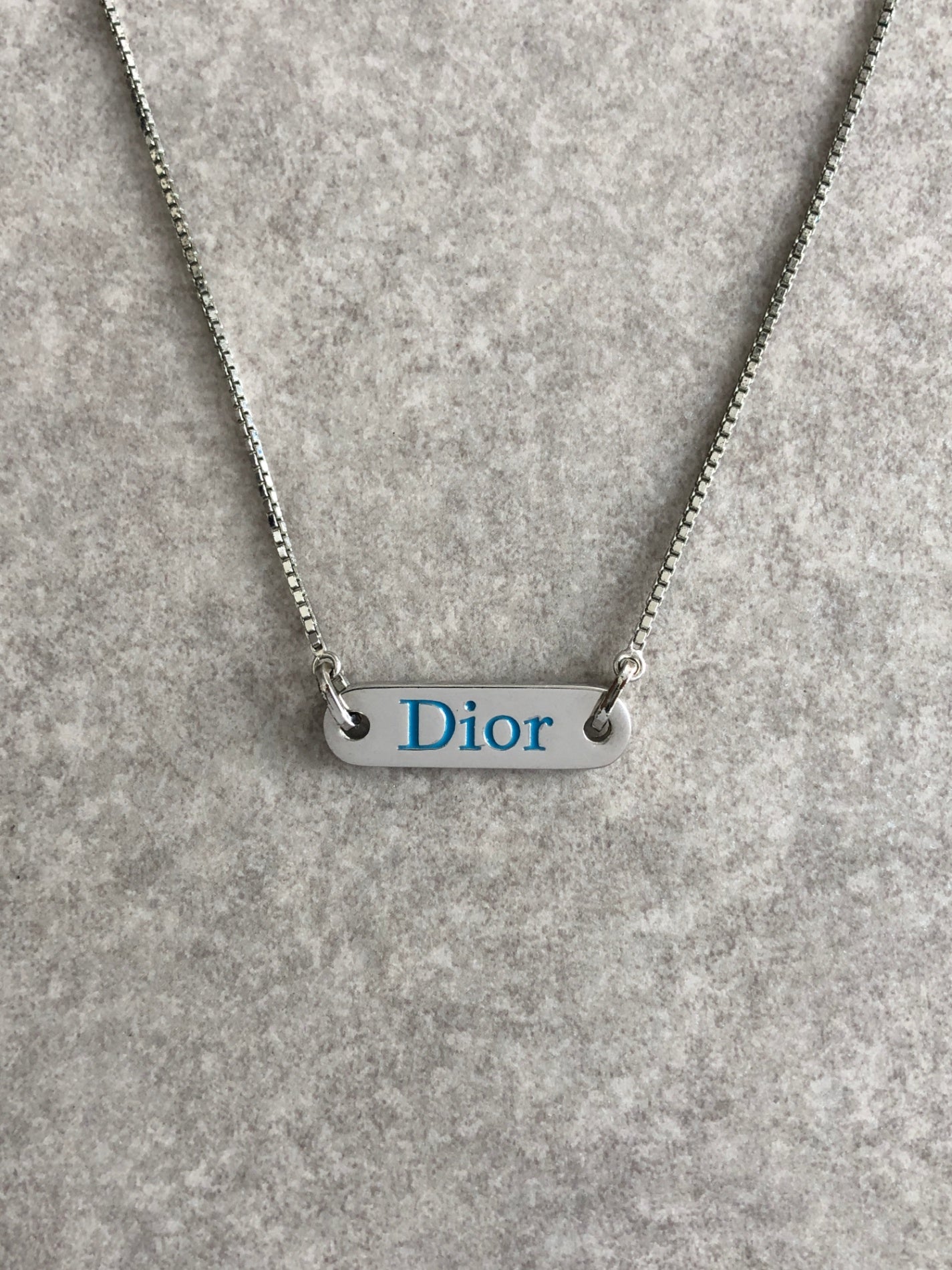 Christian Dior Logo Motif Necklace Silver Vintage cvjvv4