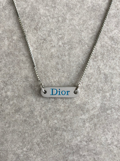 Christian Dior Logo Motif Necklace Silver Vintage cvjvv4