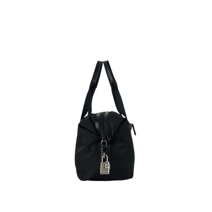 PRADA Tessuto Triangle Logo Small Boston bag Handbag Black BR3697 Vintage ftdzu4
