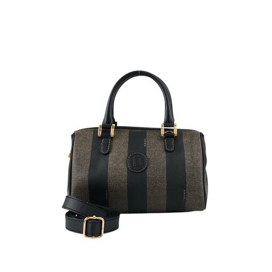 FENDI Logo Two-way Small Boston bag Shoulder bag Black Vintage 873tng