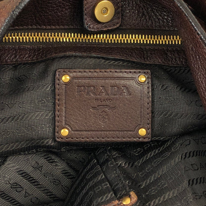 PRADA Logo Shoulder bag Brown Vintage viv5ss
