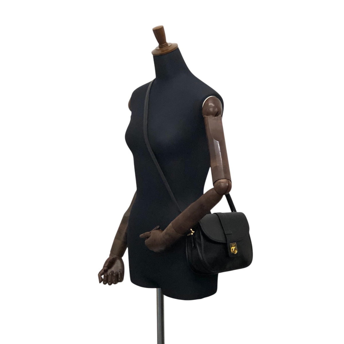 CELINE Gancini Shoulder bag Black Vintage dcwmsj