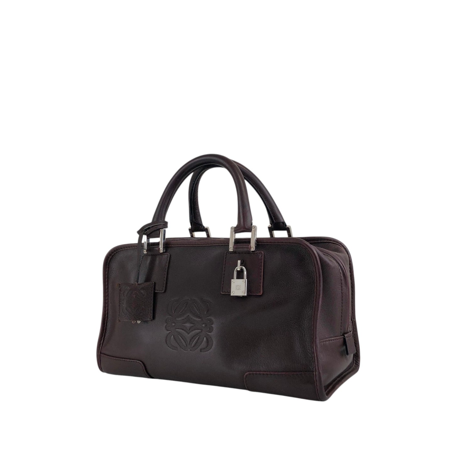 LOEWE Amazona Anagram Small Boston bag Handbag Brown Vintage mc3mx6