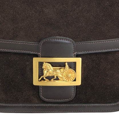 CELINE Horse Carriage Shoulder bag Brown Vintage 8kncfy