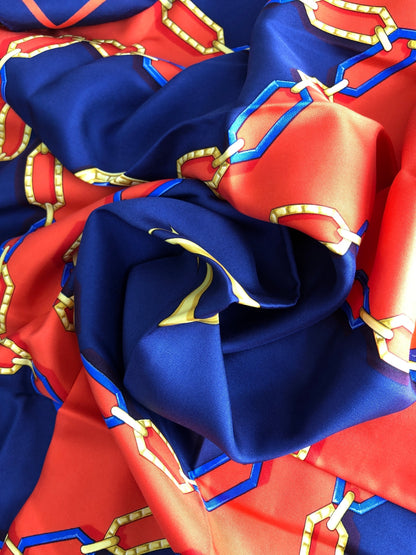 Cartier SILK Scarf Red×Blue Vintage hjaz2y