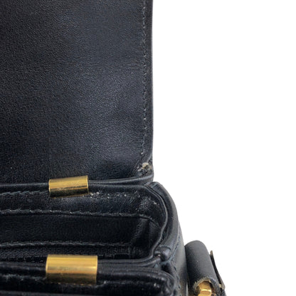 CELINE Blason Front Buckle Shoulder bag Black Vintage ery5dr