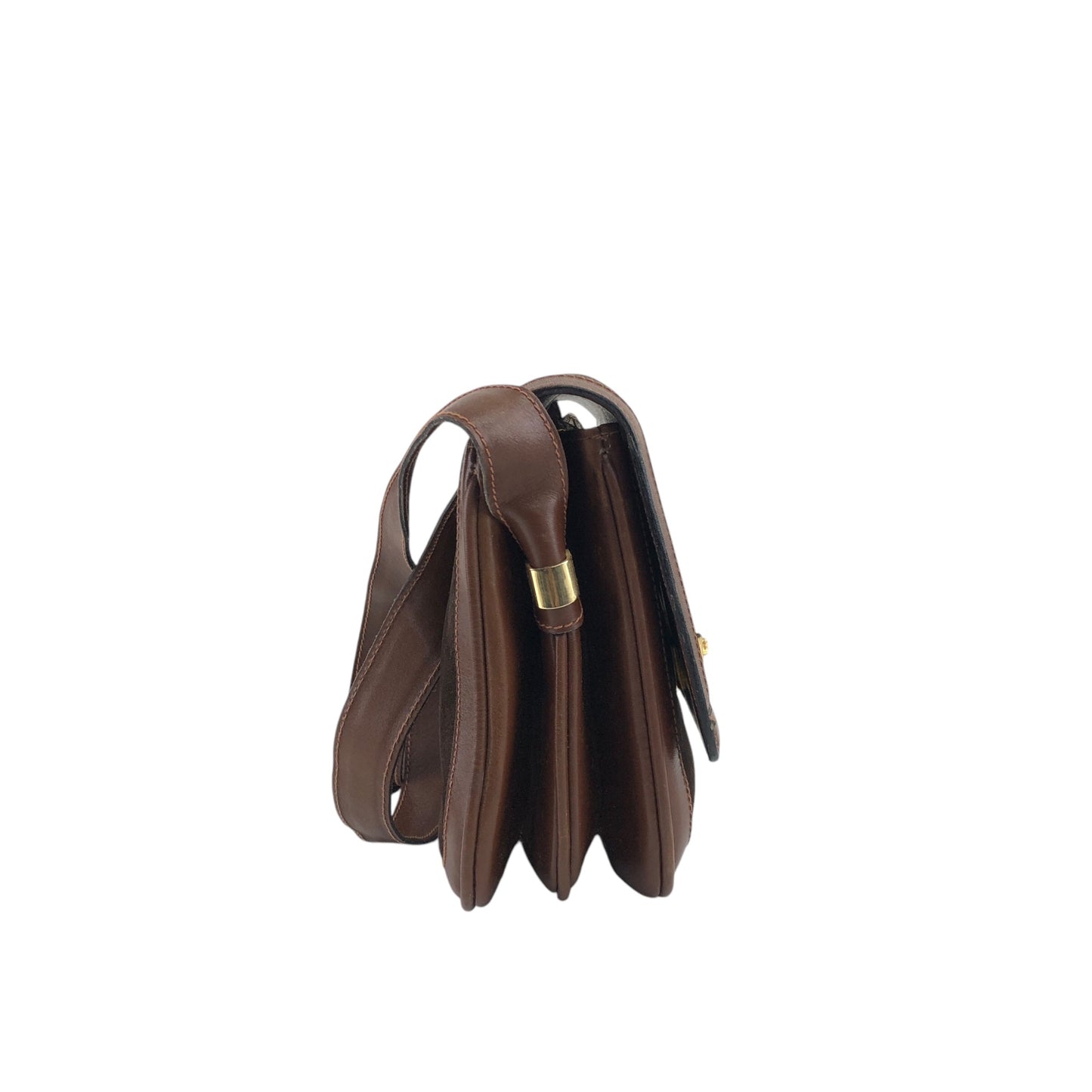CELINE Blason Turn Lock Shoulder bag Brown Vintage j6d53x