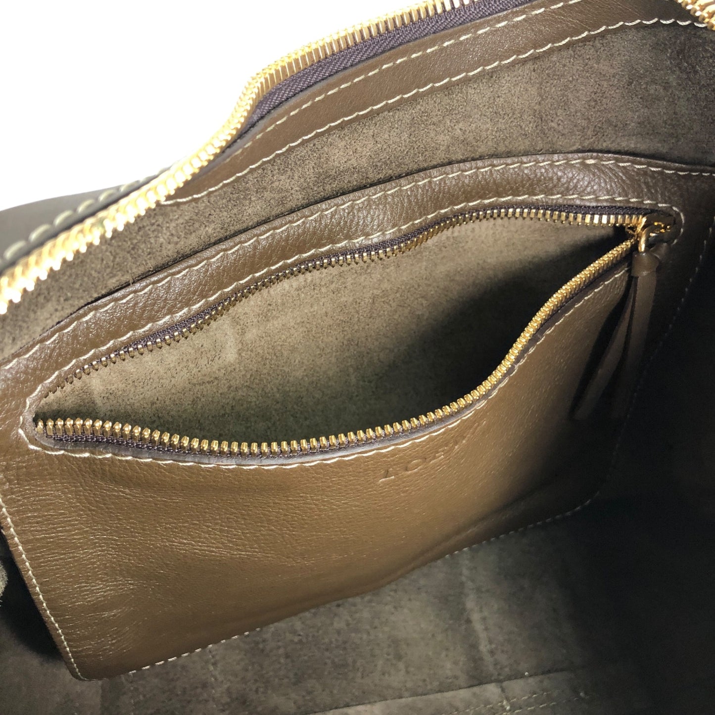 LOEWE Logo Embossed Shoulder bag Brown Vintage fsvn5t