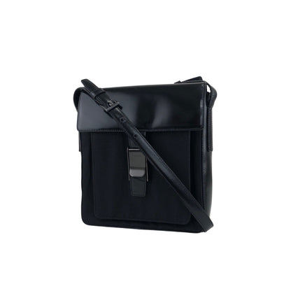 PRADA Logo Front Buckle Shoulder bag Black Vintage fyhckn