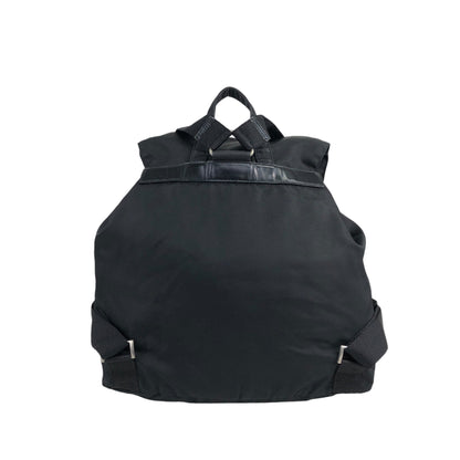 PRADA Triangle Logo Double Pocket Backpack Black Vintage ys5ifi