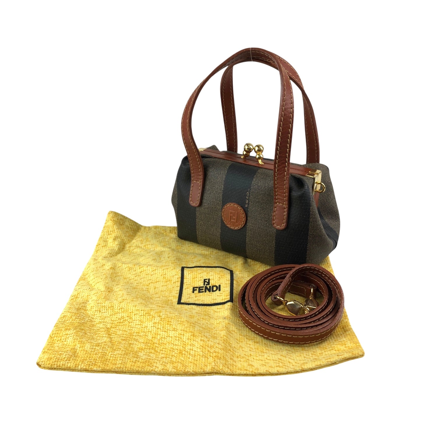 FENDI Pecan Logo Metal Closure Two-way Handbag Shoulder bag Brown Vintage pr7k2h