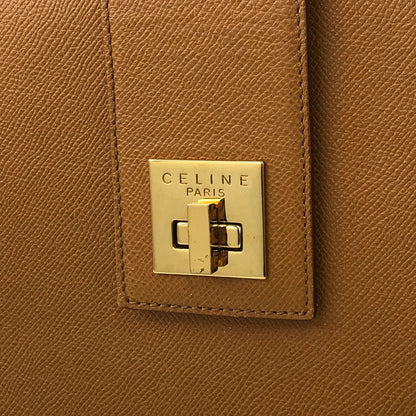 CELINE Turn Lock Leather Totebag Camel Vintage m8wr5m