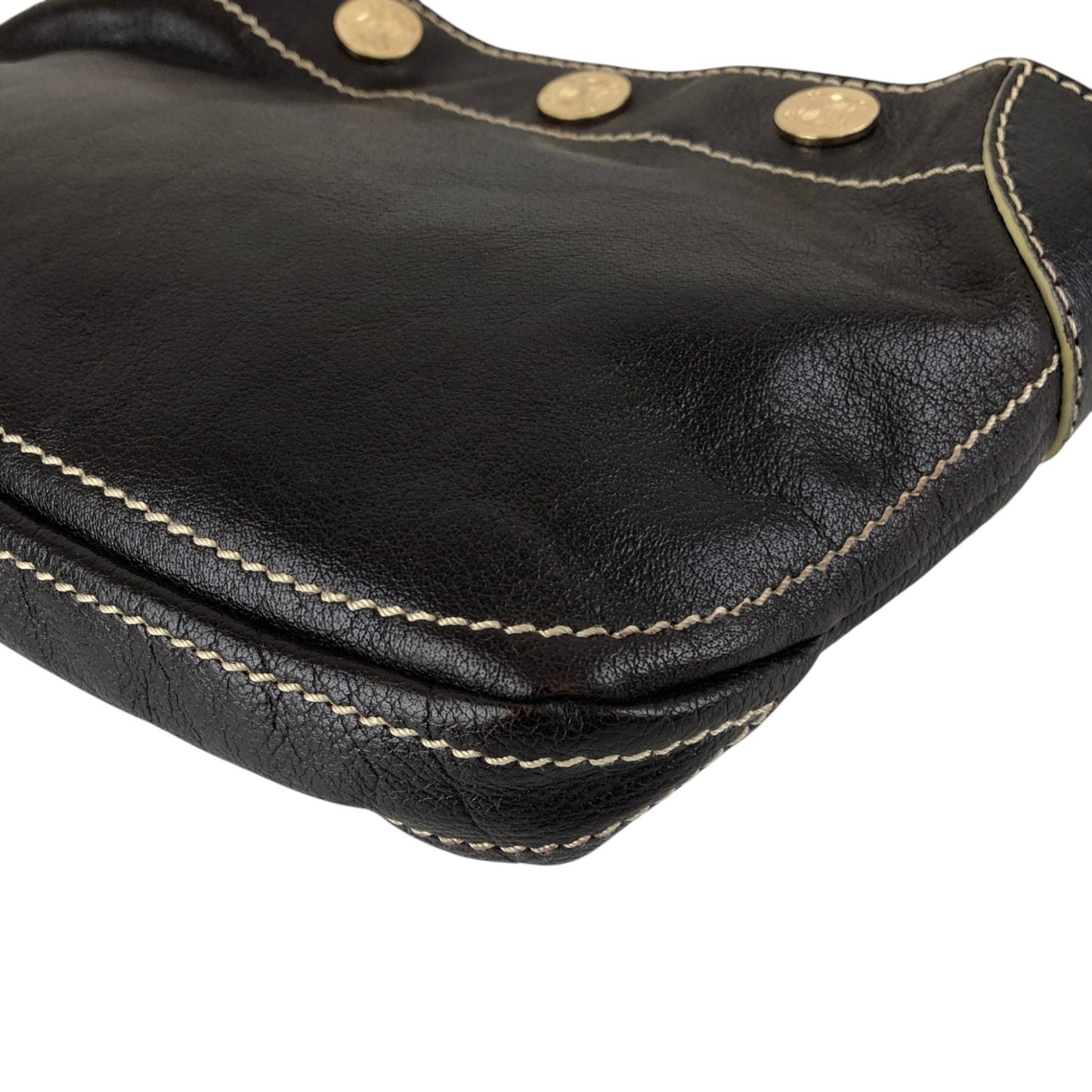 CELINE Blason Shoulder bag Hobobag Brown Vintage 4ykatc