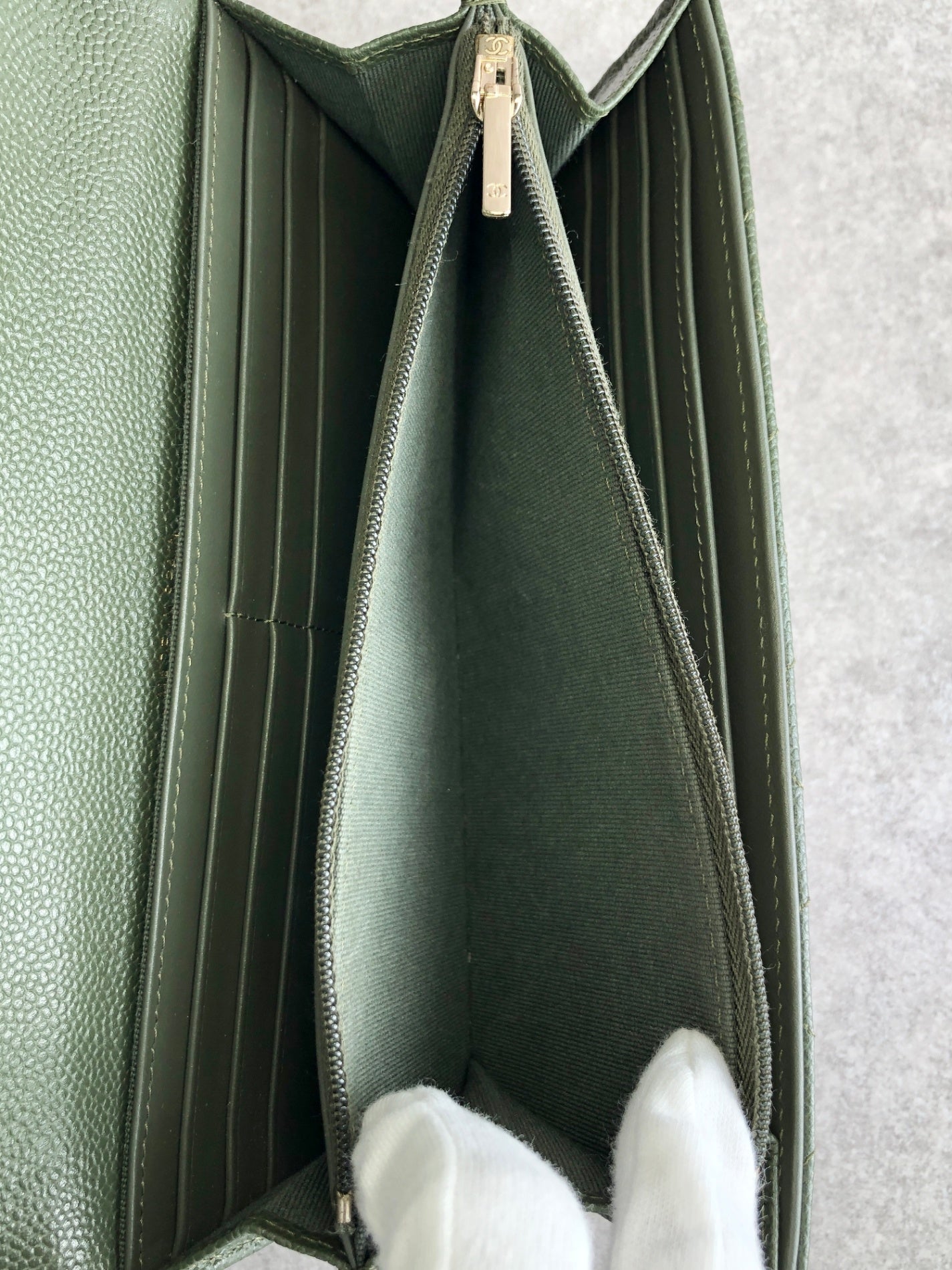 CHANEL Matelasse 長版錢包 卡其色 復古 mtrgcg