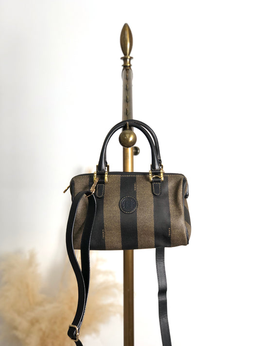 FENDI Logo Two-way Small Boston bag Shoulder bag Black Vintage 873tng