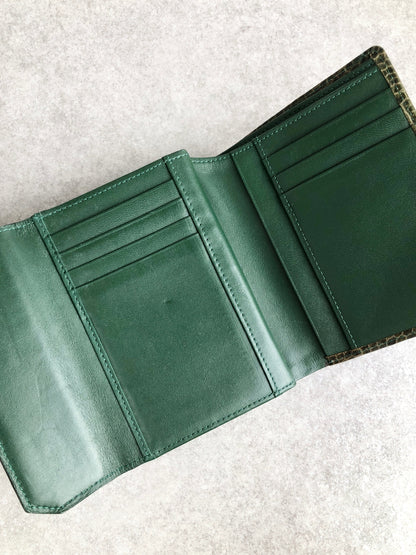 Yves Saint Laurent 金屬扣環折疊錢包 綠色復古 pk8u8c